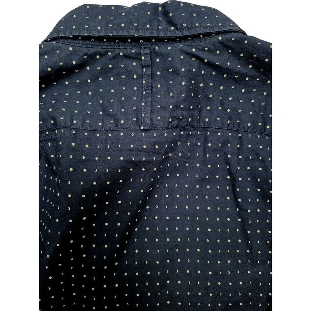 Banana Republic Mens Sz L Custom Wash Shirt Camden Fit Navy Blue Calico